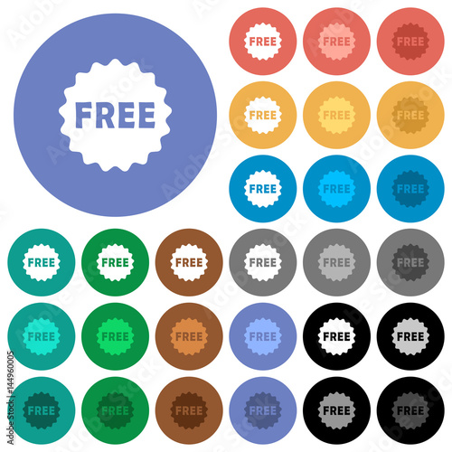 Free sticker round flat multi colored icons