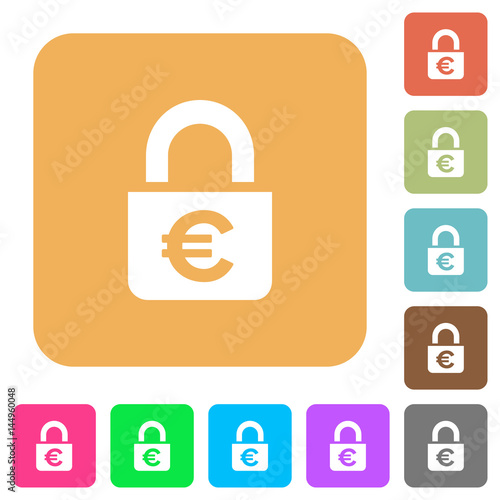 Locked euros rounded square flat icons