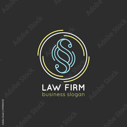 Law office logo. Vector vintage attorney, advocate label, juridical firm badge. Act, principle, legal icon design.