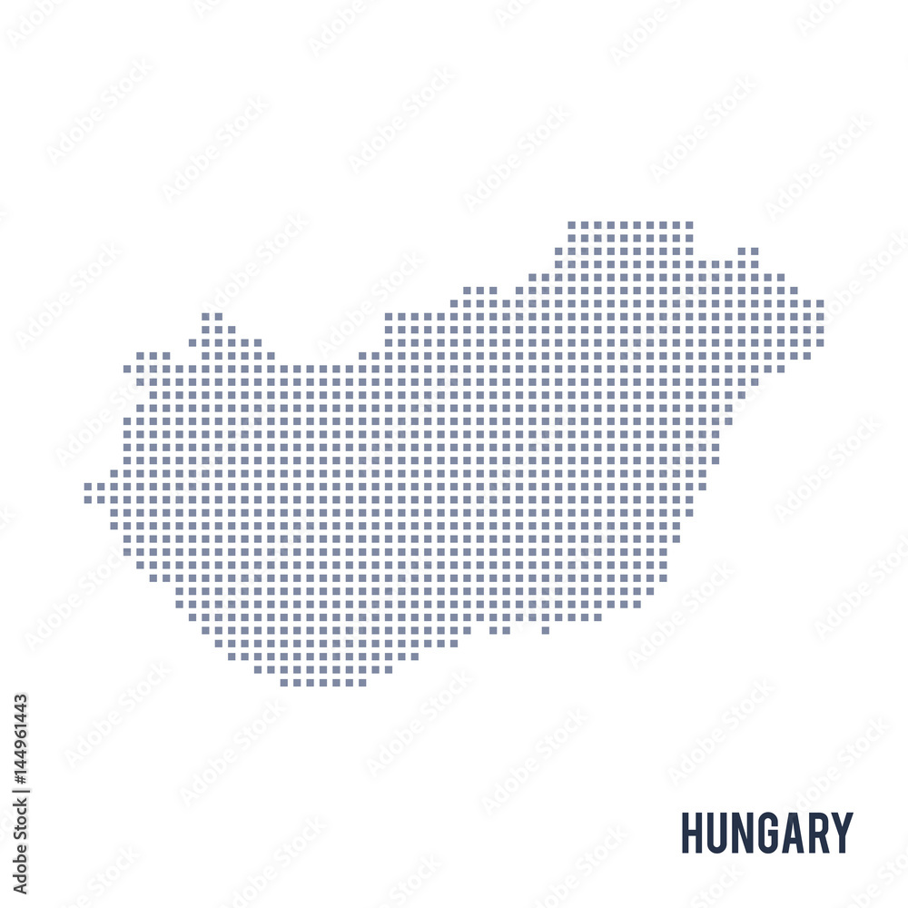 Vector pixel map of Hungary isolated on white background