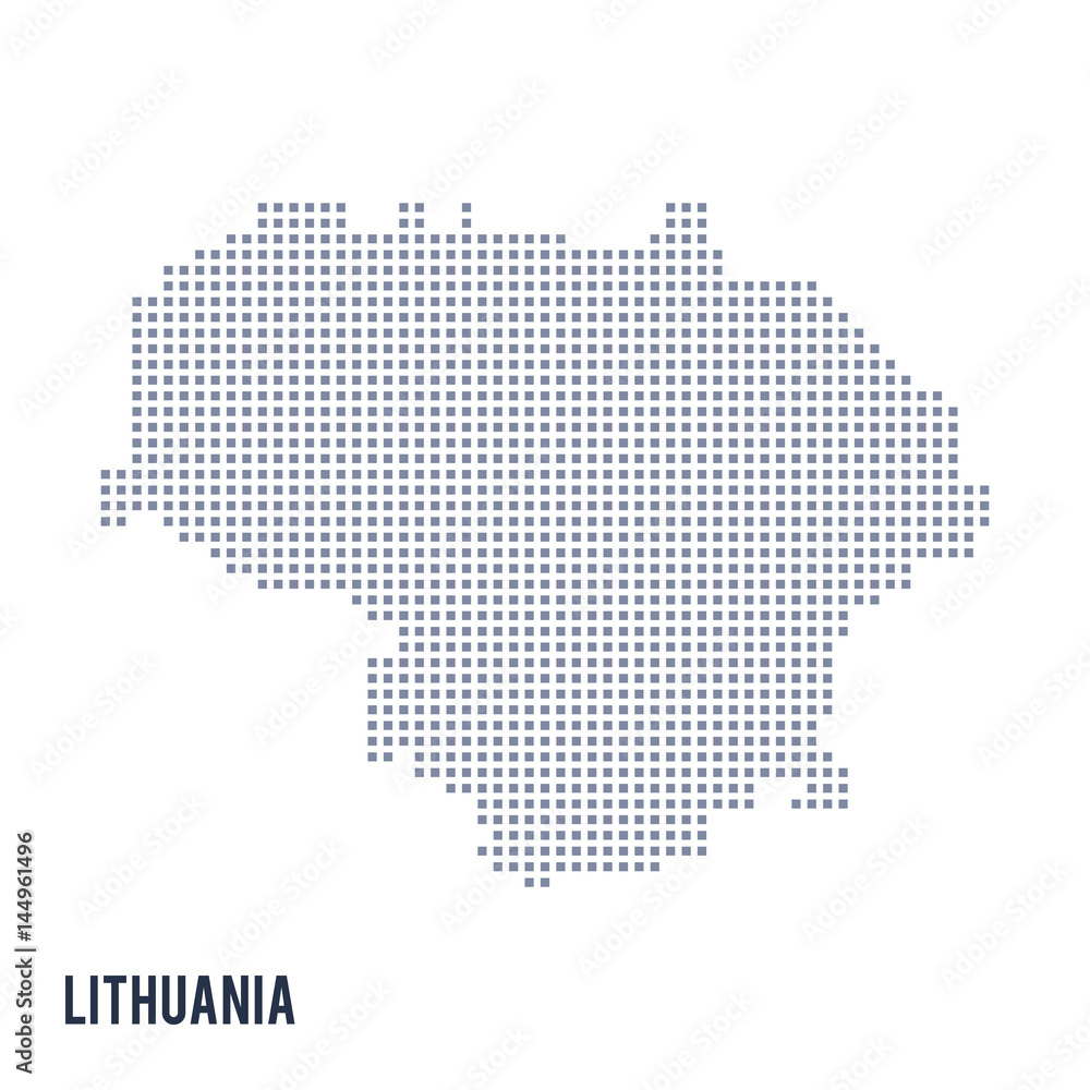 Vector pixel map of Lithuania isolated on white background