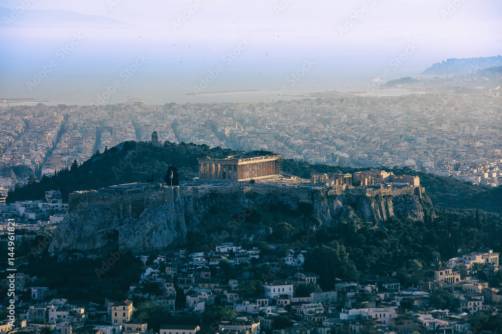 Acropolis of Athens and Athens Greece - panoramic view