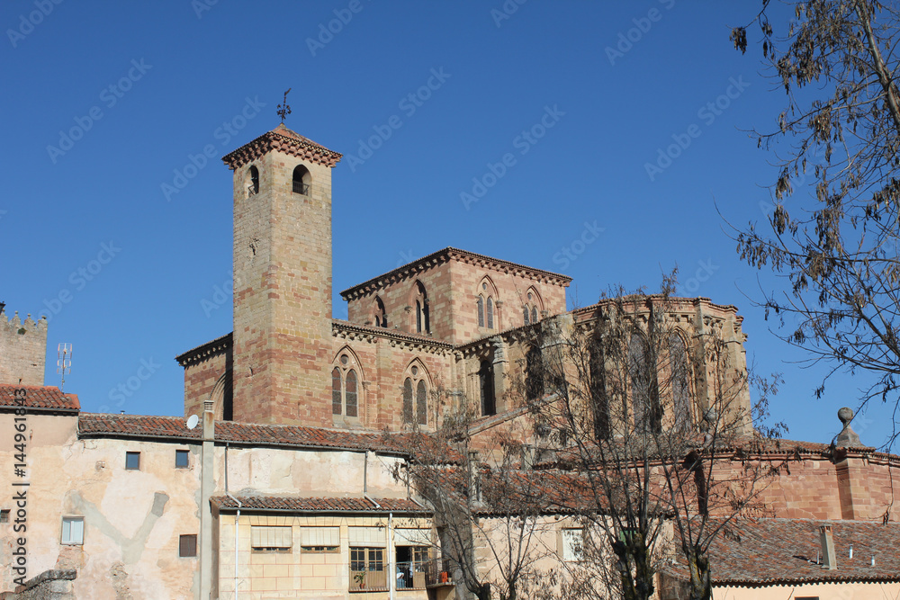 Famous cathedral of St Mary in the major square of Siguenza, Guadalajara, Spain