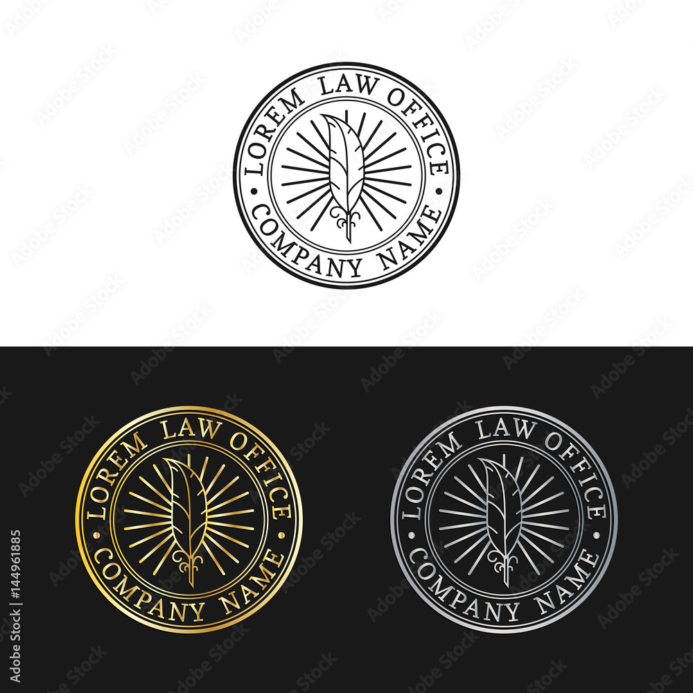 Obraz premium Law office logos set. Vector vintage attorney, advocate labels, juridical firm badges. Act,principle,legal icons design.