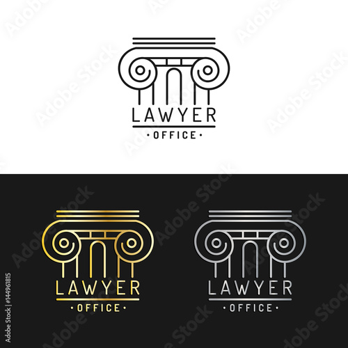 Law office logos set. Vector vintage attorney, advocate labels, juridical firm badges. Act,principle,legal icons design.