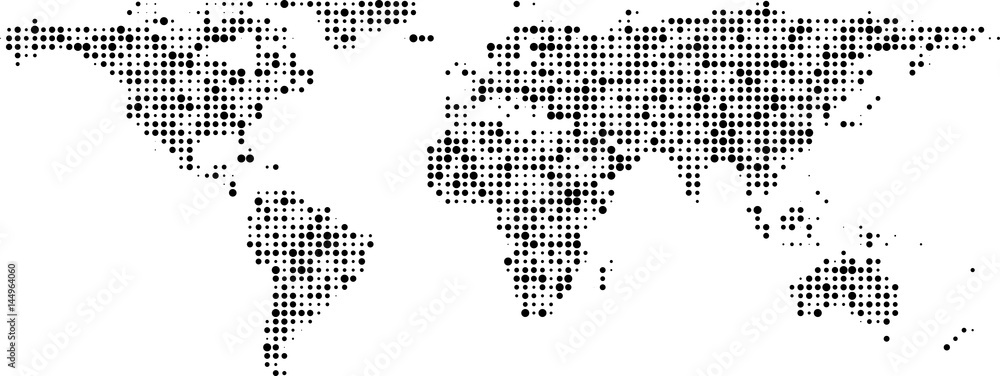 World map of black dots banner.