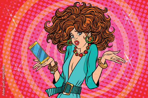 Beautiful girls crashed smartphone