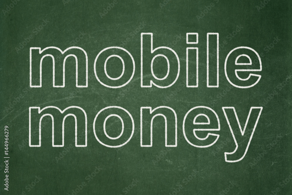 Obraz premium Banking concept: Mobile Money on chalkboard background