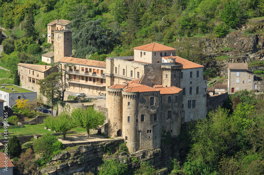 Old castle in the town Largentiere, Ardeche, France.