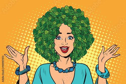 Eco woman hair green plants nature