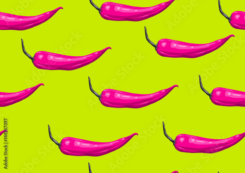 Seamless pattern with pink chilli. Decorative ornament