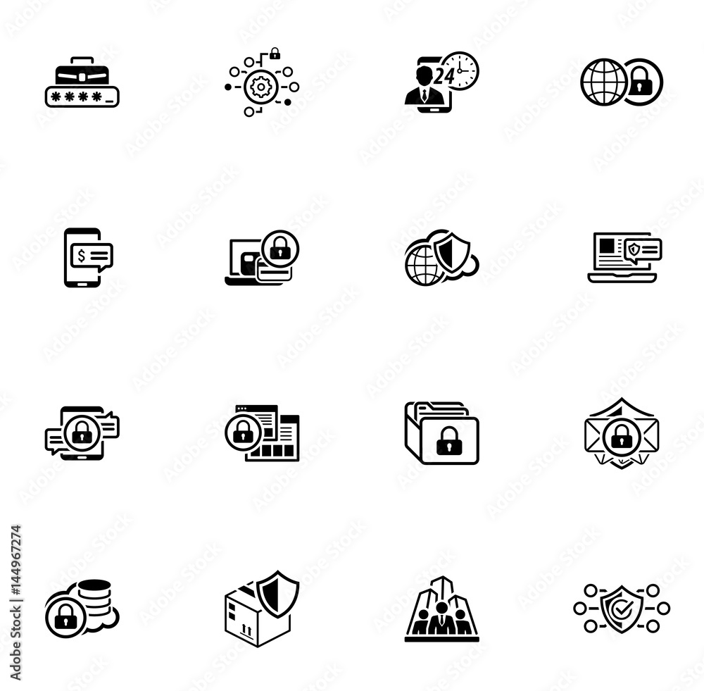 Flat Design Security and Protection Icons Set. Flat Design Security and Protection Icons Set.