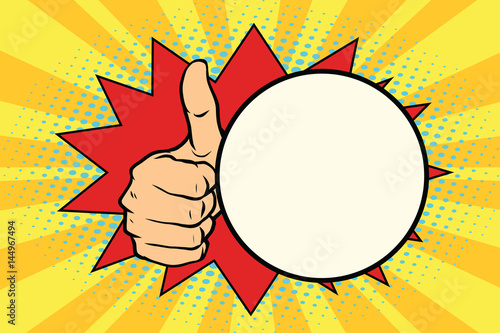 Thumb up gesture and a comic bubble