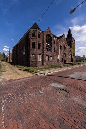 Abandoned Baptist Church and Red Brick Streets - McKeesport, Pennsylvania photo