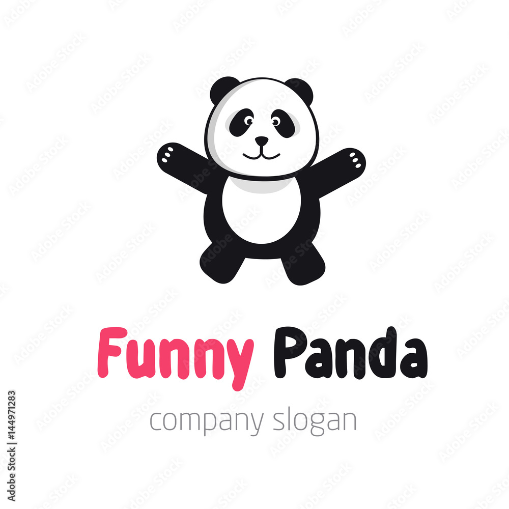 Panda bear logo or badge template. Flat design. Animal silhouette. Panda bear logo or badge template. Flat design. Animal silhouette.
