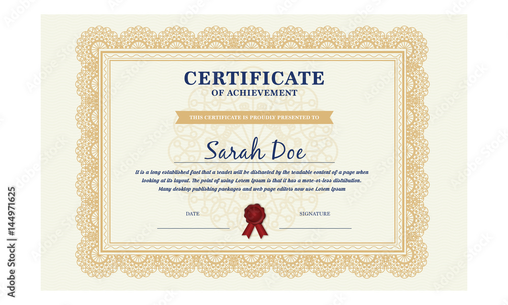 Certificate of achievement or diploma template - obrazy, fototapety, plakaty 