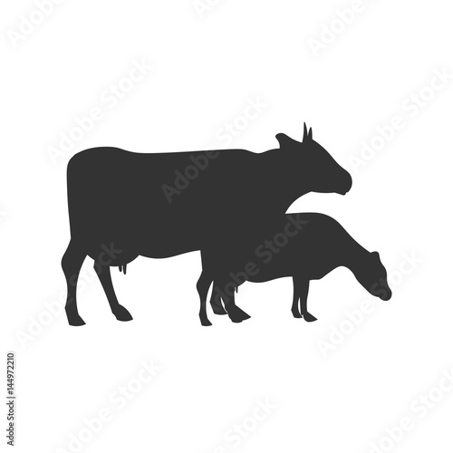 Cow black silhouette. Vector design illustration icon.