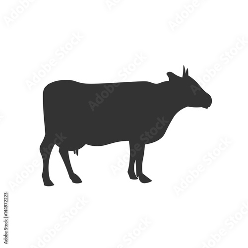 Cow black silhouette. Vector design illustration icon.