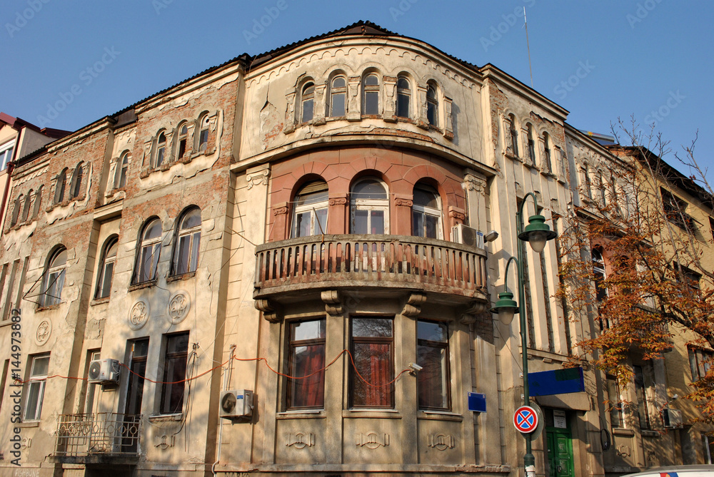 Old building on the corner of the street. Old building on the corner of the street.