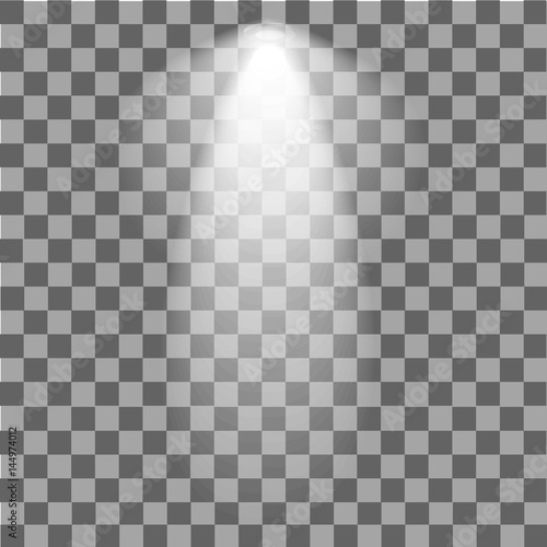 Scene illumination. Cold light effect. Stage illuminated spotlight on transparent background. Vector illustration.
