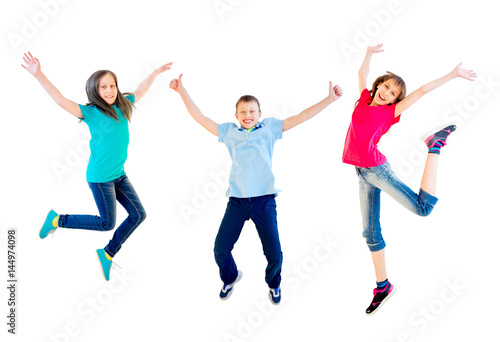 Happy kids jumping