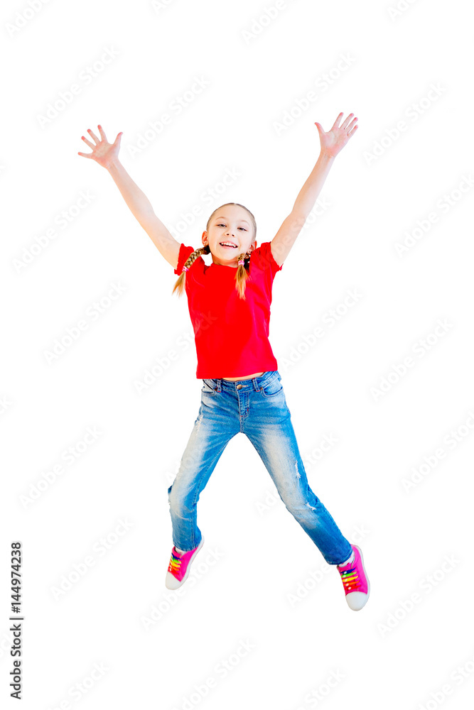 Happy girl jumping Happy girl jumping