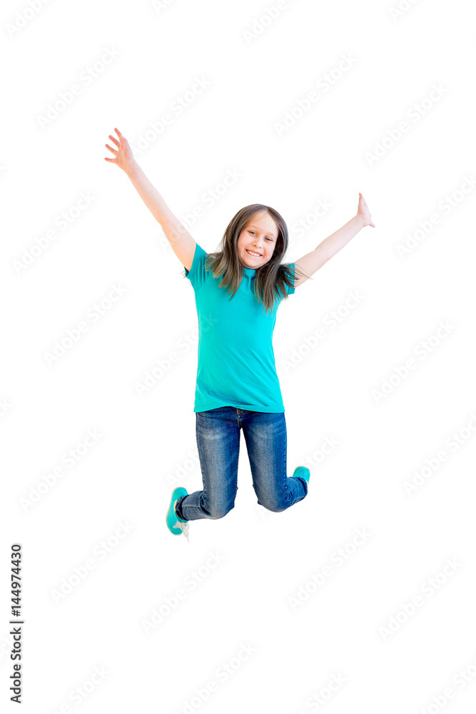Happy girl jumping Happy girl jumping