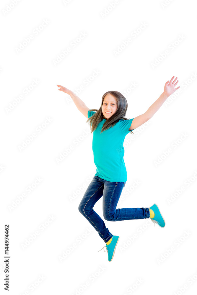 Happy girl jumping Happy girl jumping