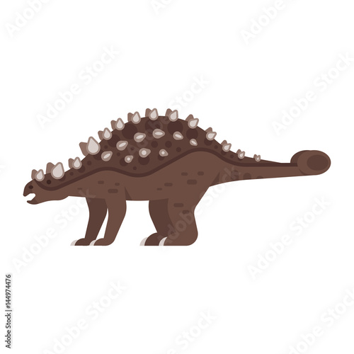 Vector flat style illustration of prehistoric animal - Ankylosaurus. © thruer