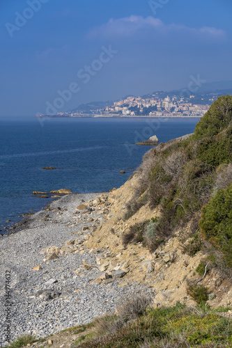 Panorama of Liguria coast with Porto Maurizio, Imperia, Italy