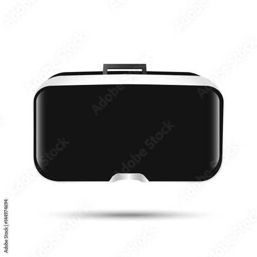 Stereoscopic 3d VR illustration. Vector virtual digital cyberspace technology. Innovation device
