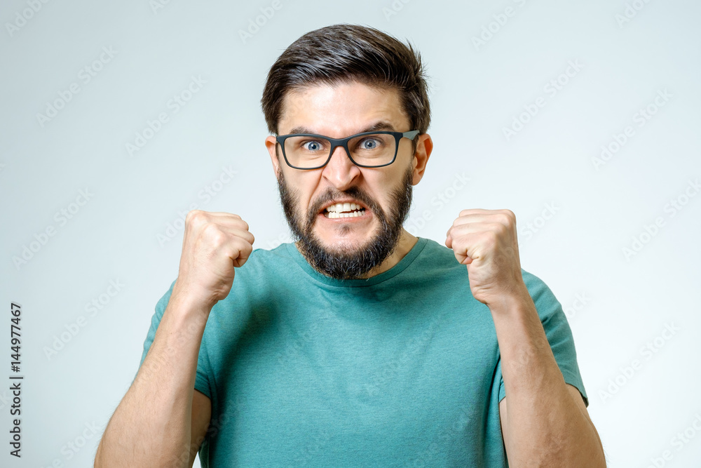 Portrait of young man standing in boxer position Portrait of young man standing in boxer position