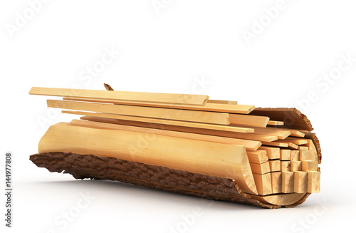 Fototapeta Naklejka Na Ścianę i Meble -  Sliced Lumber from the log. 3d illustration