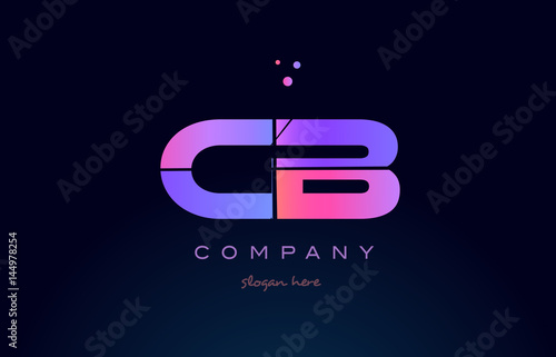 cb c b creative blue pink purple alphabet letter logo icon design