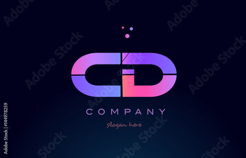 cd c d creative blue pink purple alphabet letter logo icon design