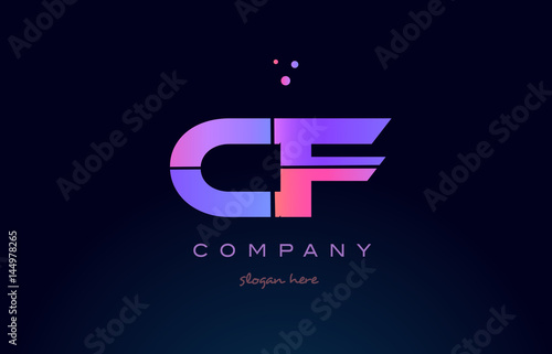 cf c f creative blue pink purple alphabet letter logo icon design