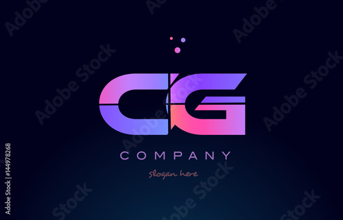 cg c g creative blue pink purple alphabet letter logo icon design