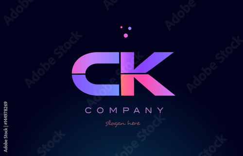 ck c k creative blue pink purple alphabet letter logo icon design