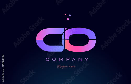 co c o creative blue pink purple alphabet letter logo icon design