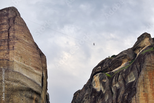 Tightrope walker in Meteora, Greece
