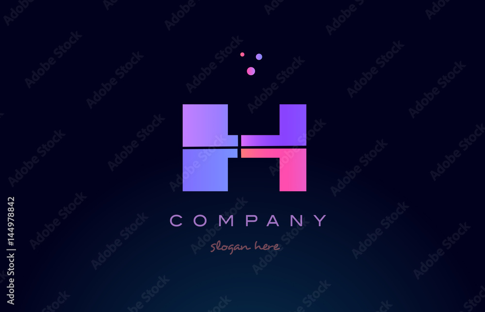 Obraz premium ih i h creative blue pink purple alphabet letter logo icon design