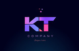 kt k t creative blue pink purple alphabet letter logo icon design