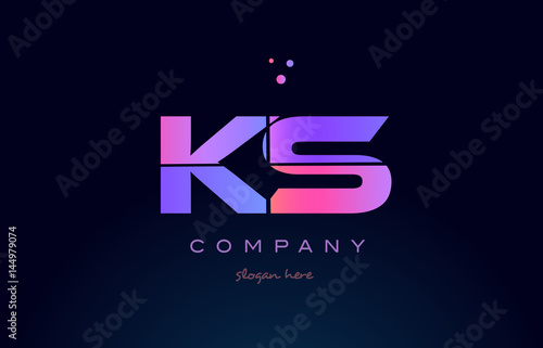ks k s creative blue pink purple alphabet letter logo icon design