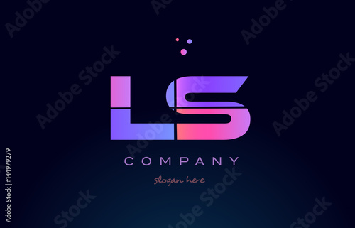 ls l s creative blue pink purple alphabet letter logo icon design
