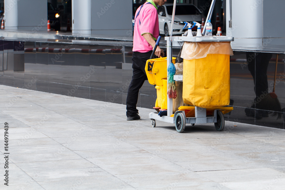 Worker service cleaning with janitorial interior Worker service cleaning with janitorial interior