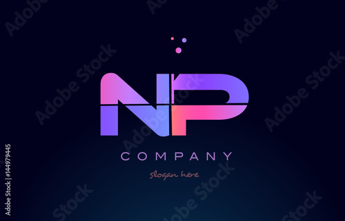 np n p creative blue pink purple alphabet letter logo icon design