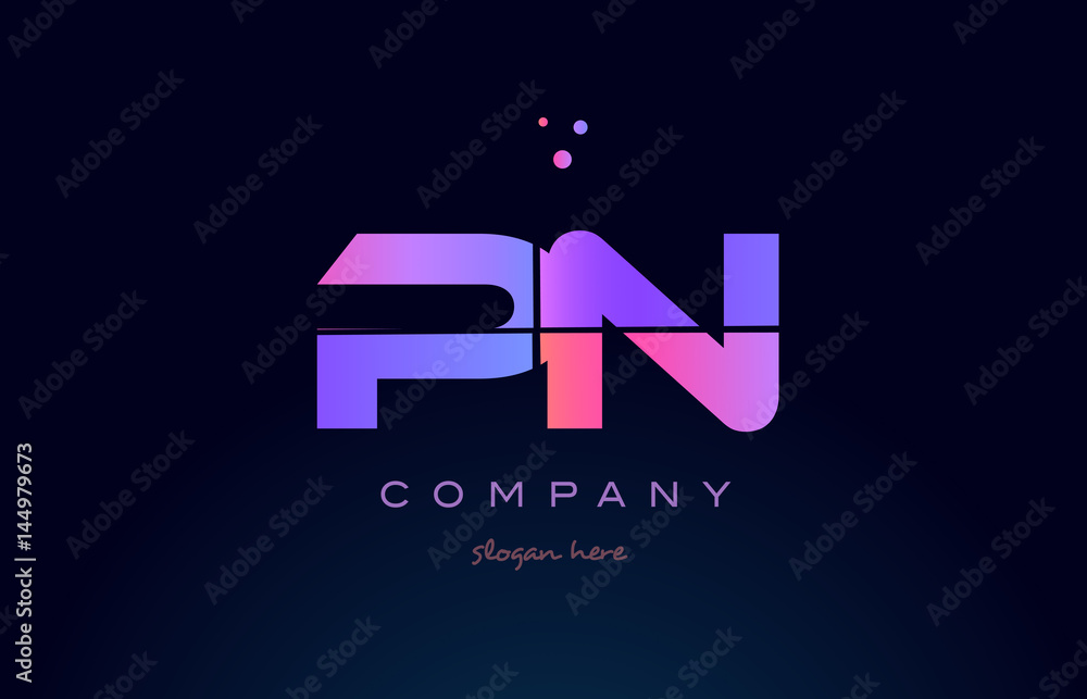pn p n creative blue pink purple alphabet letter logo icon design