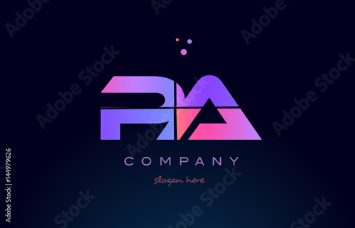 pa p a creative blue pink purple alphabet letter logo icon design