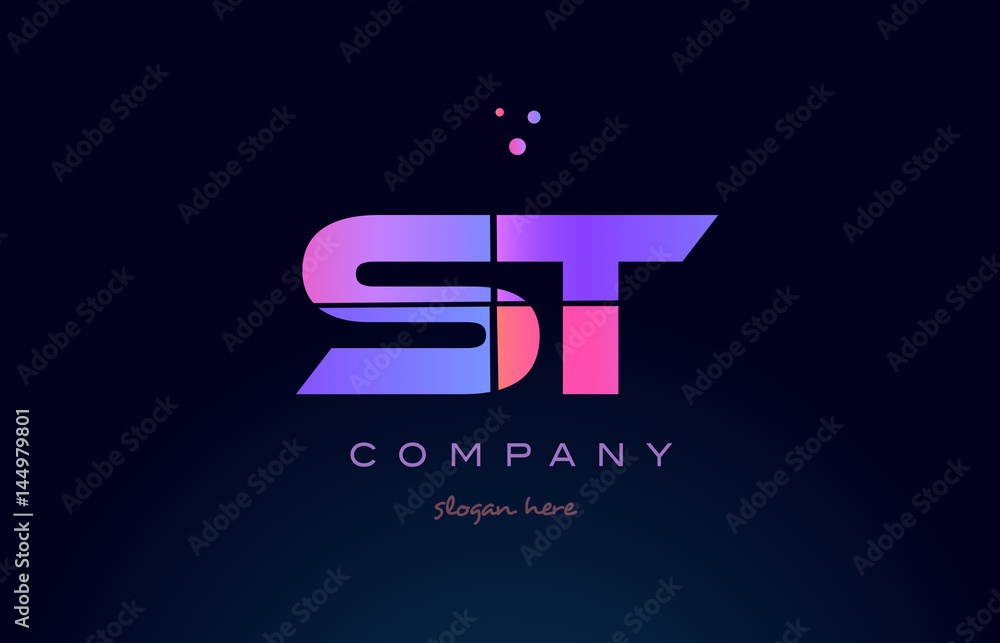 st s t creative blue pink purple alphabet letter logo icon design st s t creative blue pink purple alphabet letter logo icon design