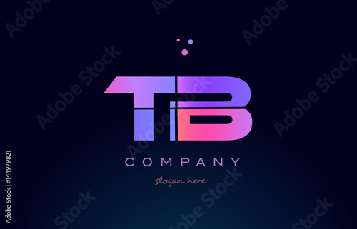 tb t b creative blue pink purple alphabet letter logo icon design